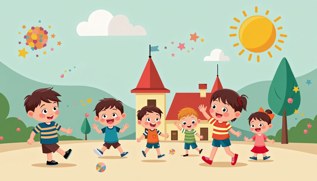 Copii fericiți jucându-se și învățând într-o gradinita privata modernă din Ploiești